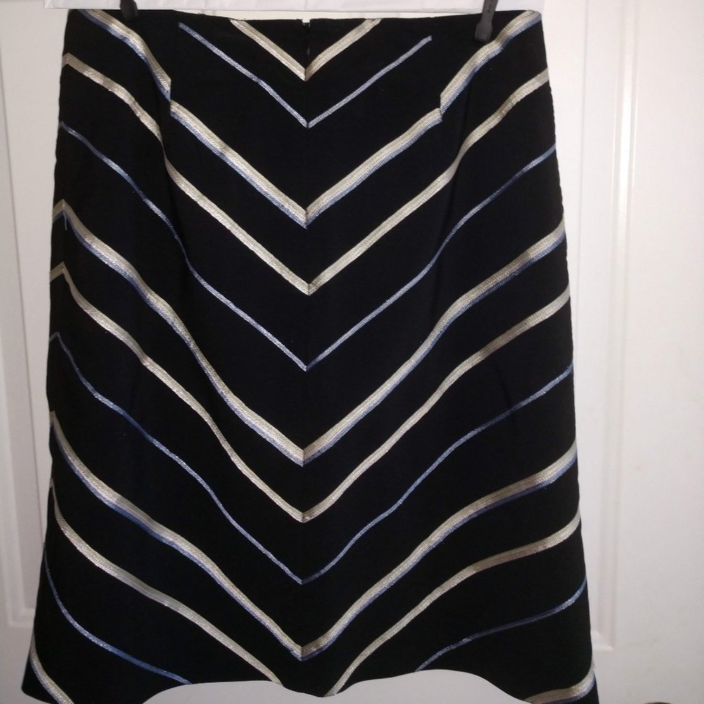 Black skirt with Blue/White/Gray ribbon trim